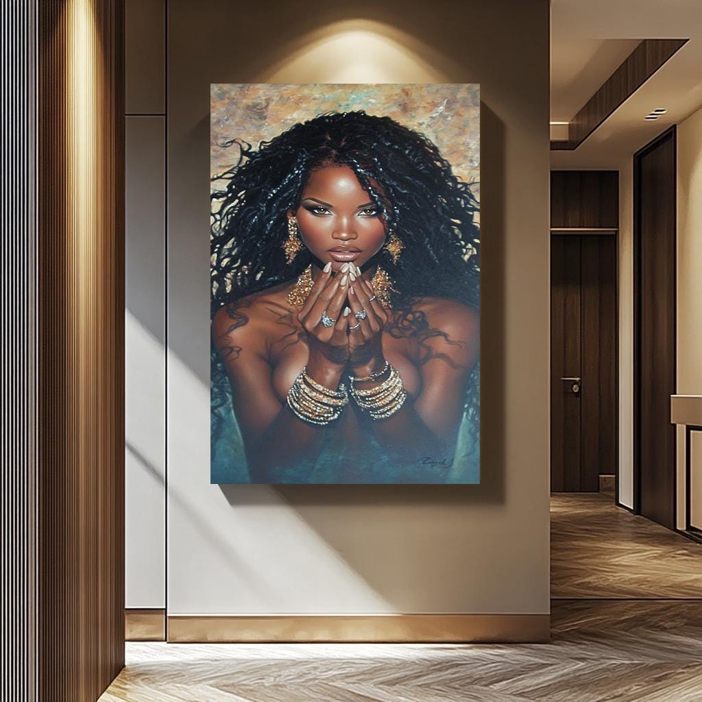 African Woman Wall Art – Luxury Canvas Print | Black Women Portrait Decor