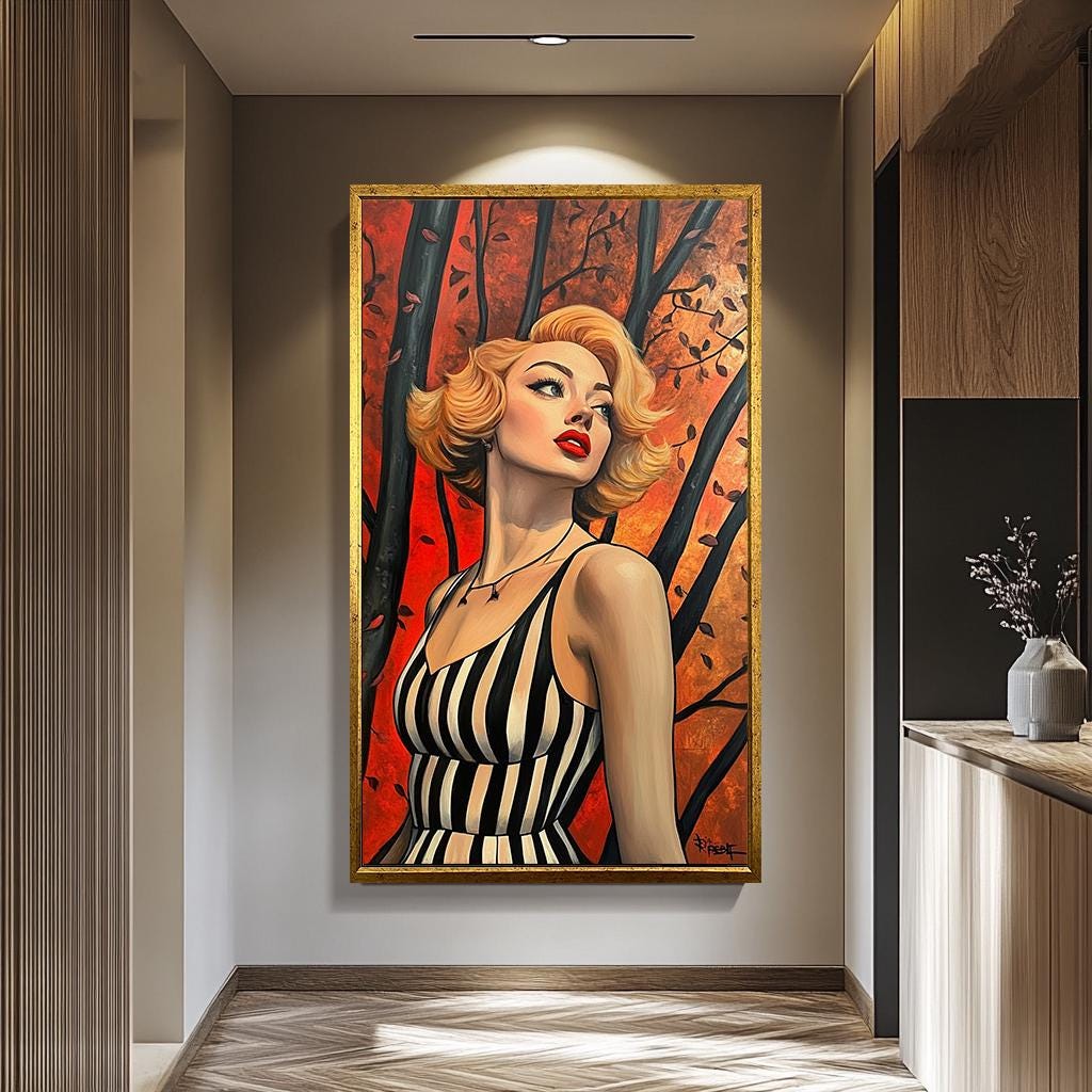 Pop Art Wall Art – Blonde Woman Modern Portrait | Abstract Female Artwork
