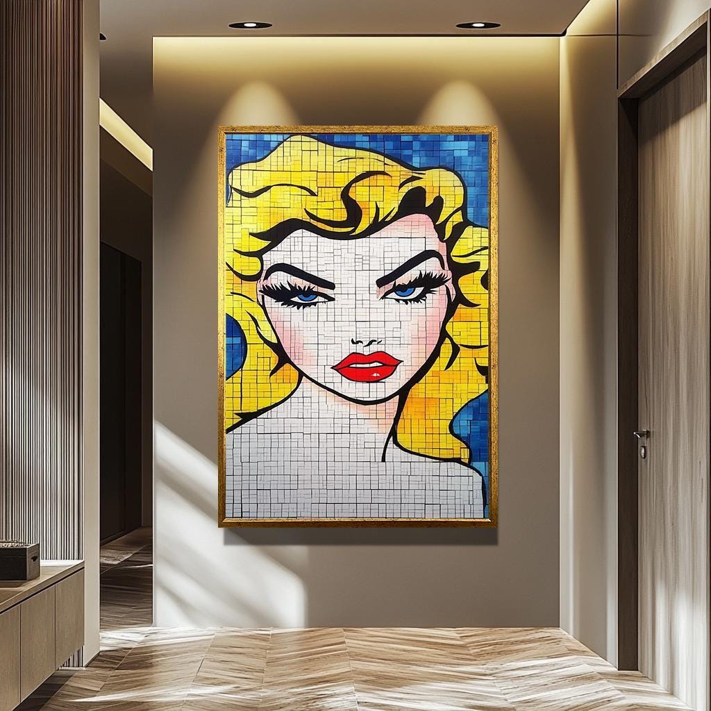 Pop Art Wall Art - Vibrant Blonde Portrait on Modern Abstract Canvas | Chic Feminine Decor