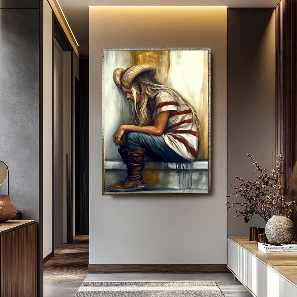 Surreal Woman Wall Art – Fantasy Female Portrait, Dark Aesthetic Painting & Gothic Decor