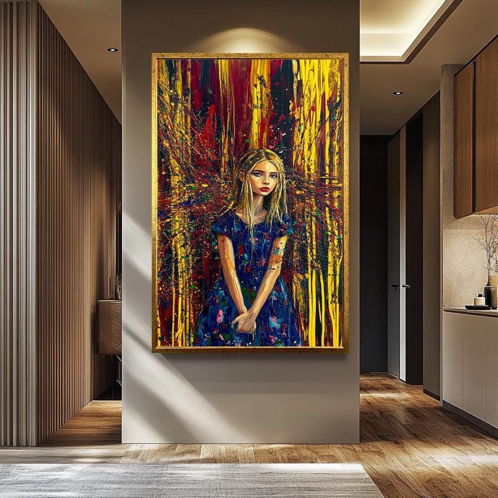 Pop Art Wall Art – Abstract Female Portrait Canvas | Vibrant Splatter Artwork