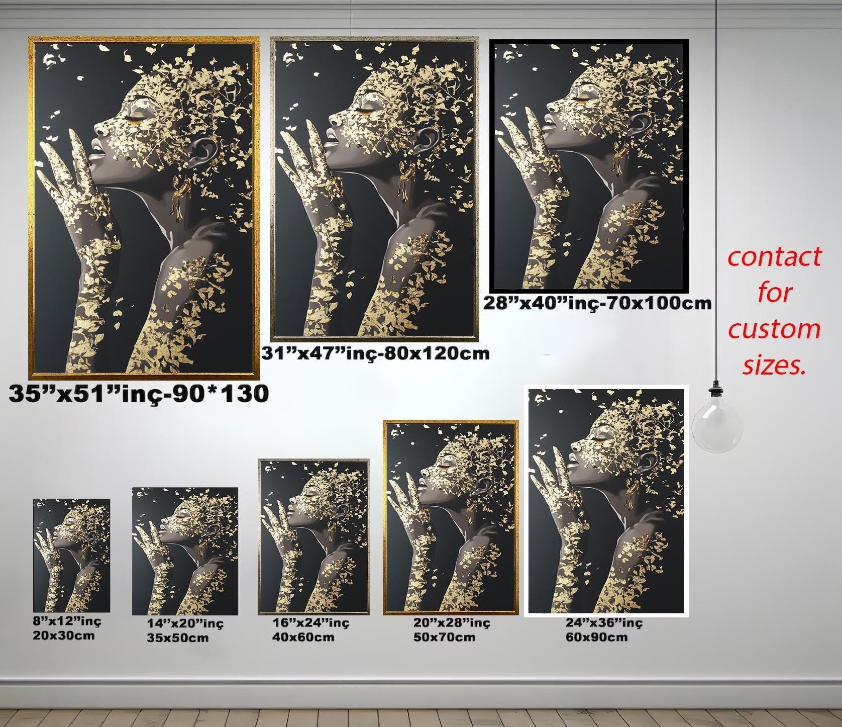 Luxury Woman Wall Art – Black Gold Female Portrait Print | Modern Wall Decor