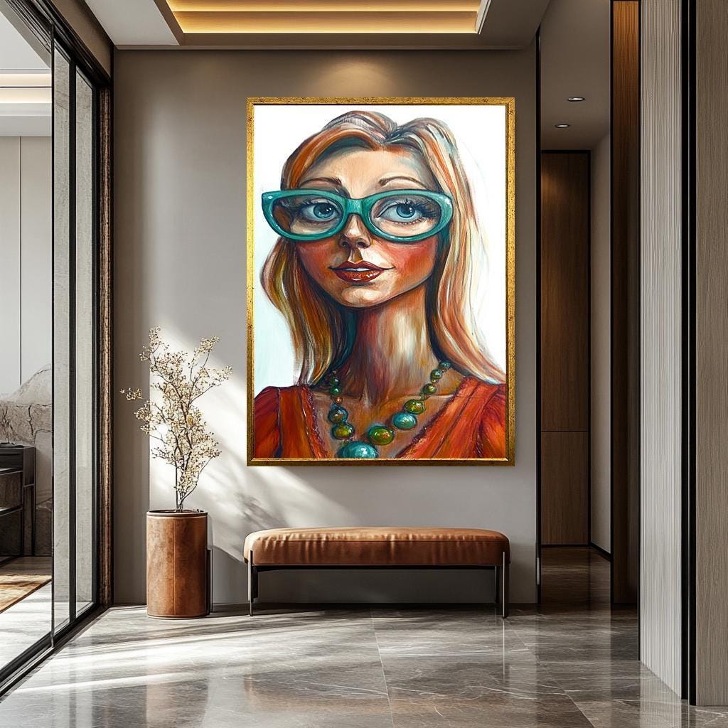 Pop Art Wall Art – Quirky Woman Portrait | Colorful Retro Abstract Canvas Print