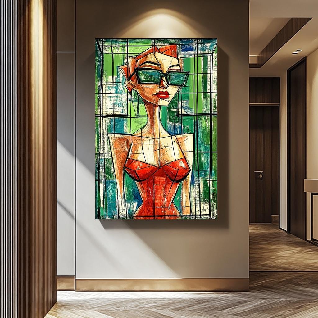 Pop Art Wall Art | Vibrant Abstract Portrait Canvas with Bold Colors - Modern Decor