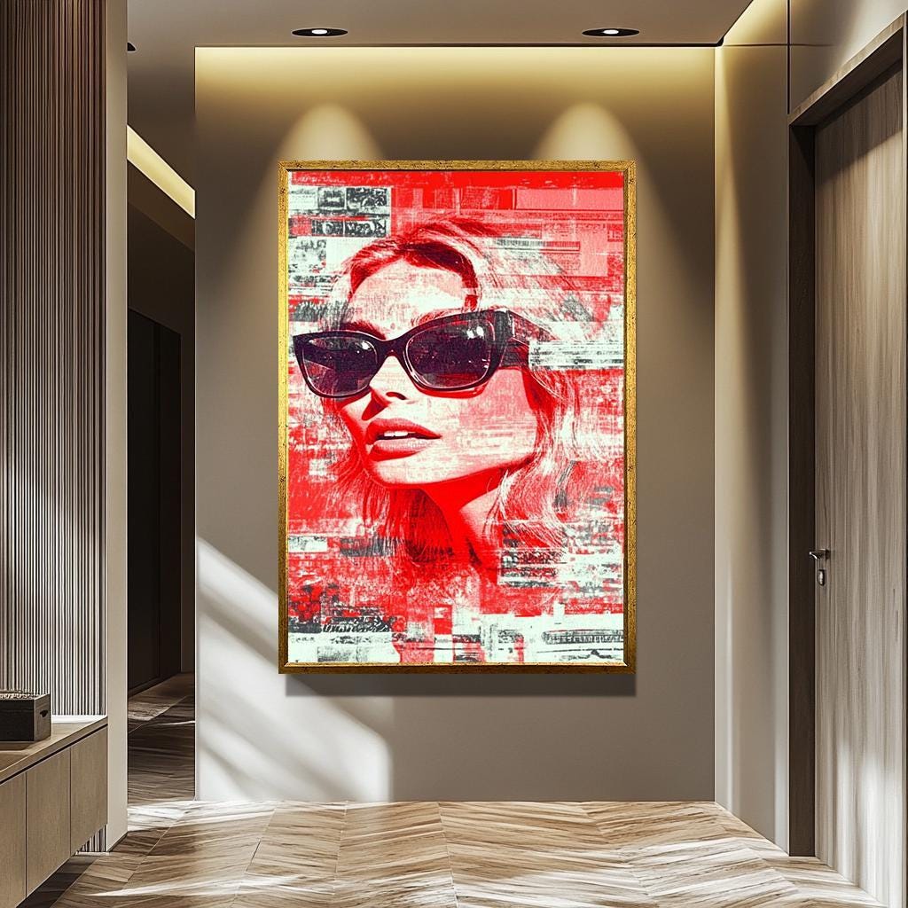 Women Pop Art Wall Art - Bold Red Portrait | Modern Feminine Decor Canvas