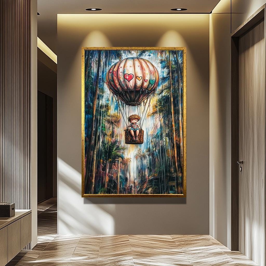 Banksy Wall Art – Graffiti Style Canvas | Vibrant Urban Jungle Artwork with Balloon