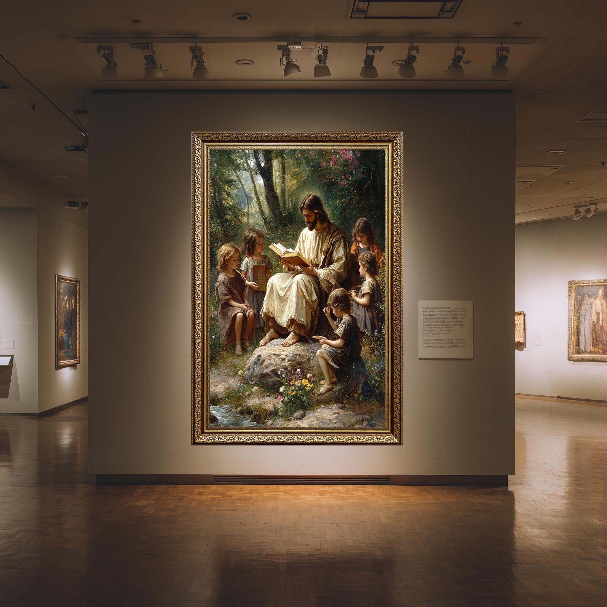 Jesus Teaching Children Canvas – Christian Wall Art | Bible Lesson Artwork, Faith Based Decor