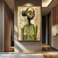 African Woman Wall Art - Abstract Female Portrait | Colorful Framed Canvas