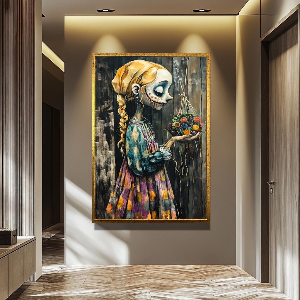 Gothic Woman Canvas Print - Dark Fantasy Wall Art | Surreal Spooky Artwork