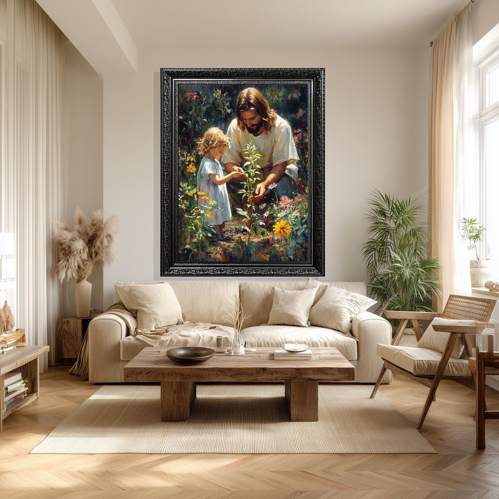 Jesus and Child Canvas Art – Christian Wall Decor | Faith Based Spiritual Canvas Print