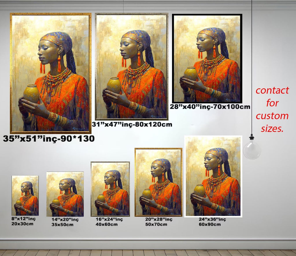 African Woman Wall Art – Vibrant Portrait Print | Black Woman Artwork Canvas