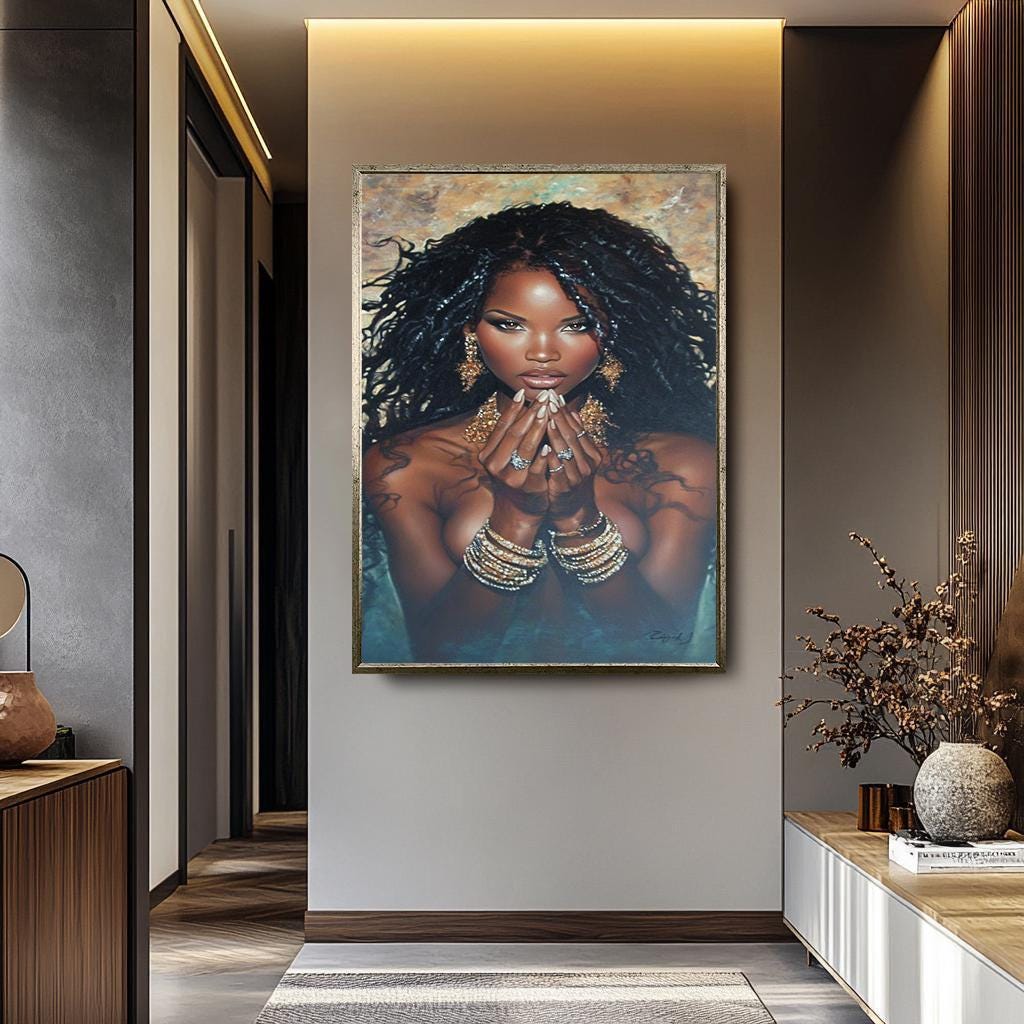African Woman Wall Art – Luxury Canvas Print | Black Women Portrait Decor