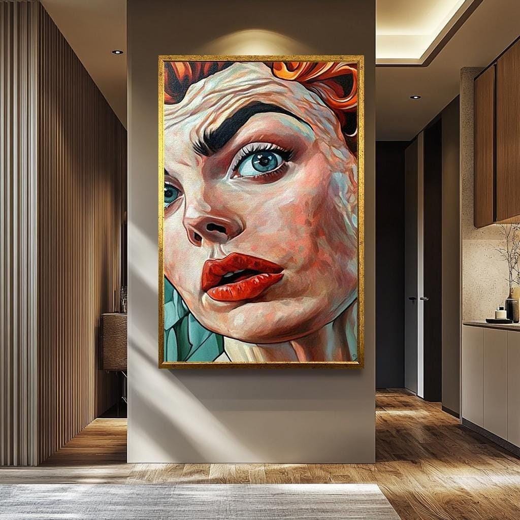 Women Pop Art Canvas | Colorful Wall Decor, Vibrant Floral Painting, Feminine Style