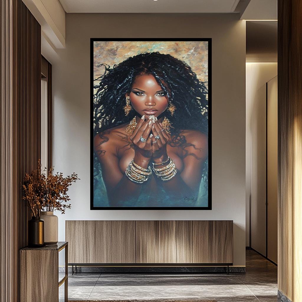 African Woman Wall Art – Luxury Canvas Print | Black Women Portrait Decor