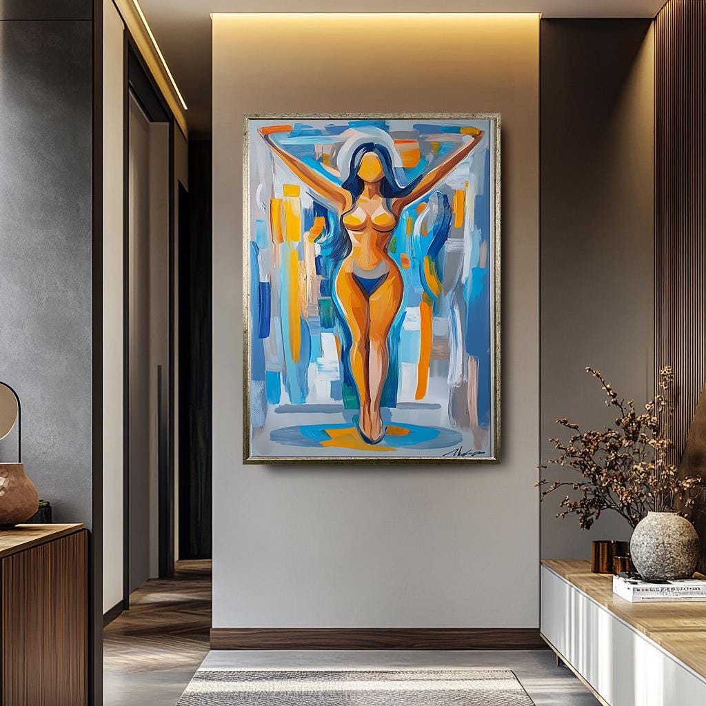 Abstract Woman Print – Modern Nude Art | Colorful Wall Decor | Female Canvas