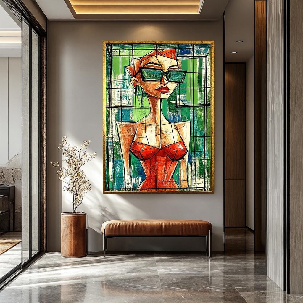 Pop Art Wall Art | Vibrant Abstract Portrait Canvas with Bold Colors - Modern Decor