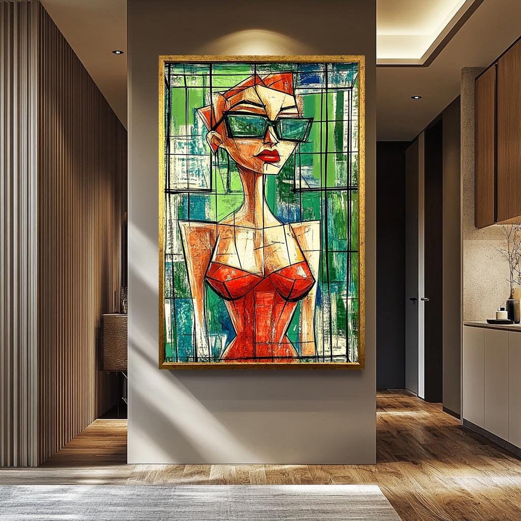 Pop Art Wall Art | Vibrant Abstract Portrait Canvas with Bold Colors - Modern Decor