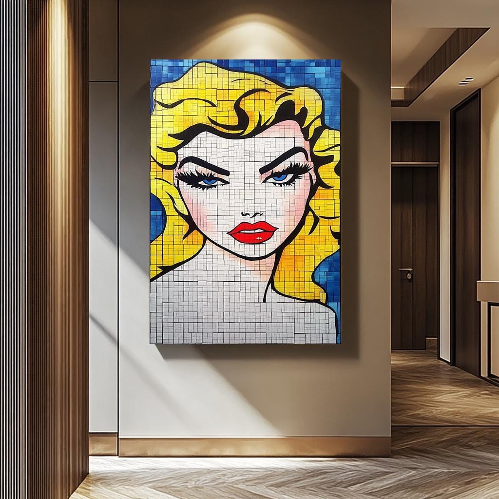 Pop Art Wall Art - Vibrant Blonde Portrait on Modern Abstract Canvas | Chic Feminine Decor