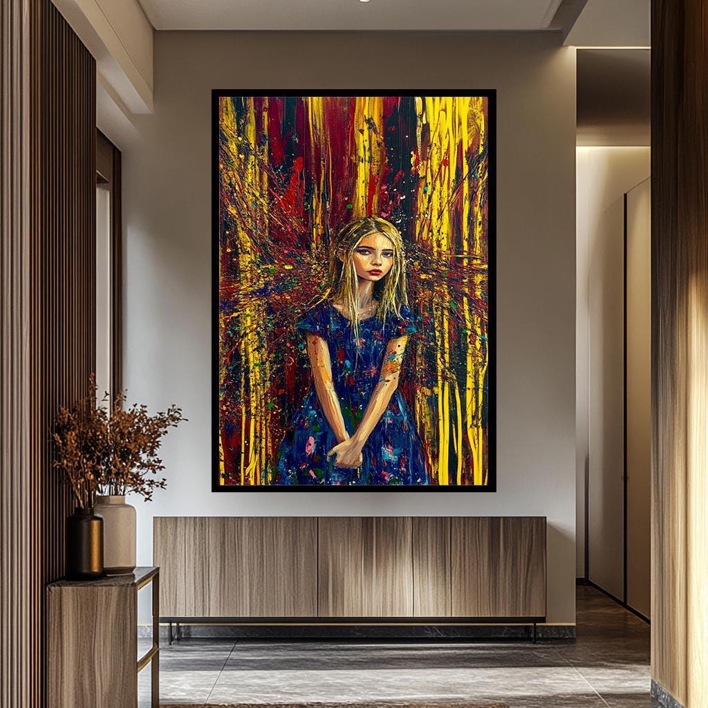 Pop Art Wall Art – Abstract Female Portrait Canvas | Vibrant Splatter Artwork