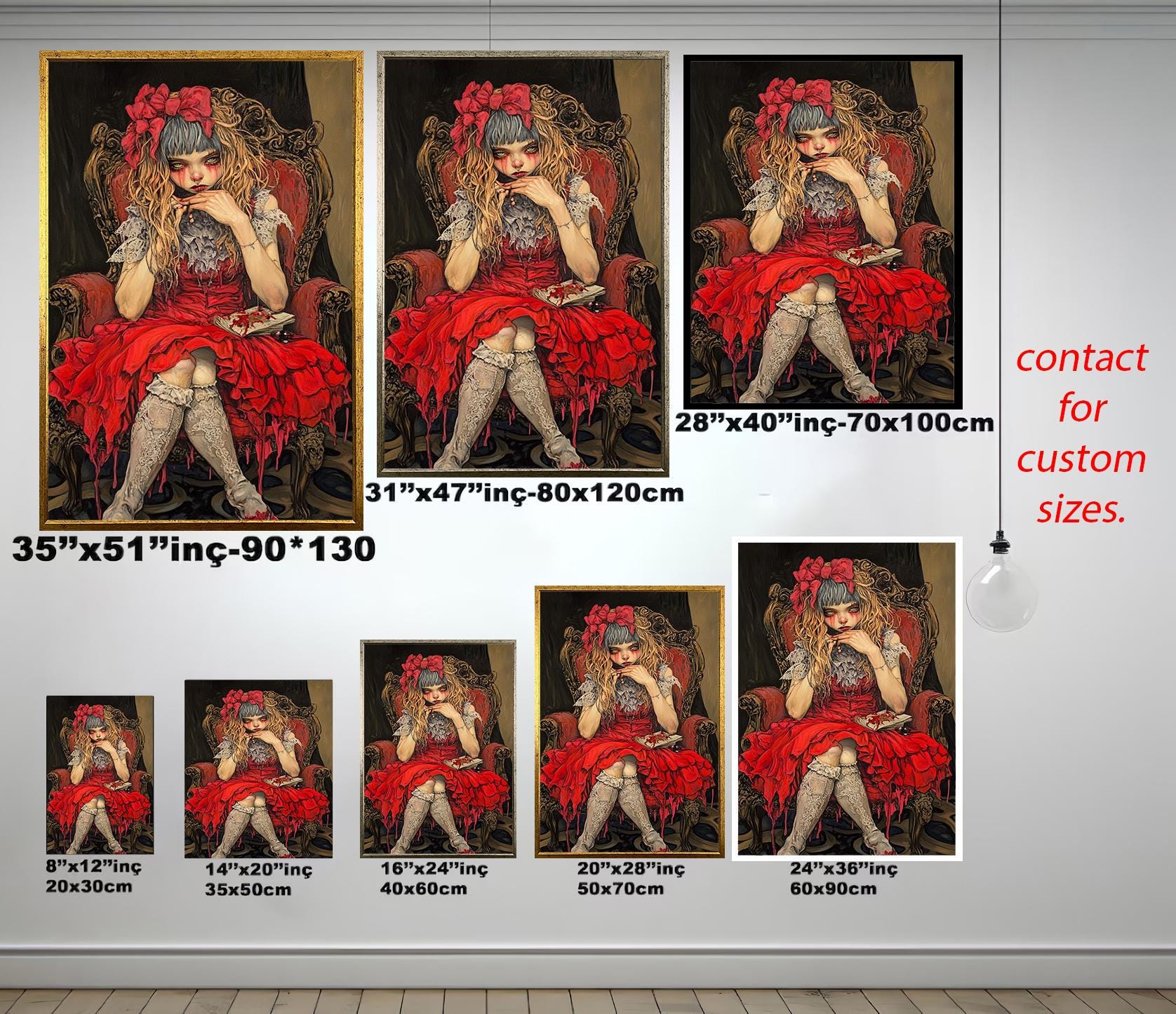 Gothic Woman Wall Art – Dark Gothic Decor | Macabre Girl Portrait Canvas Print