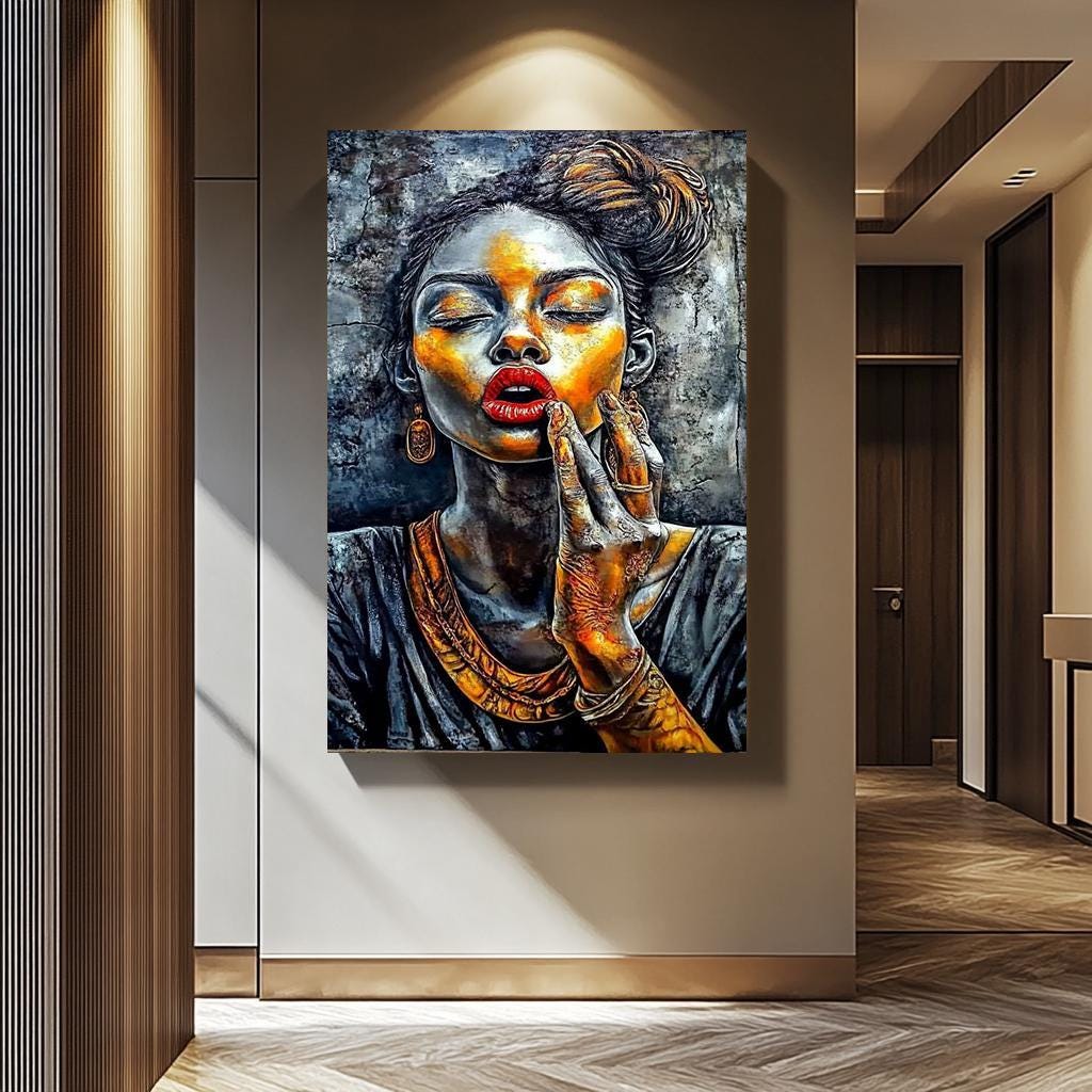 Modern Women Wall Art – Abstract Portrait Painting | Afro Beauty Artwork Canvas