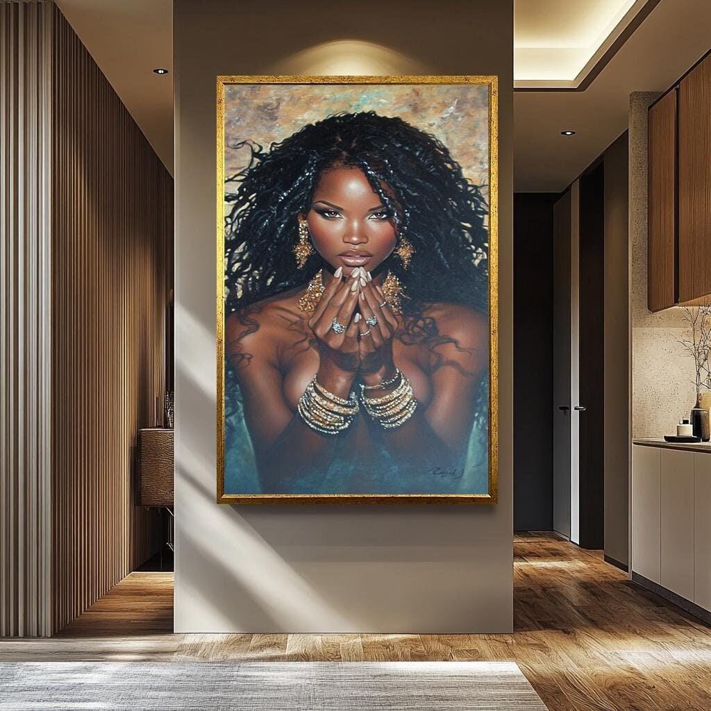 African Woman Wall Art – Luxury Canvas Print | Black Women Portrait Decor
