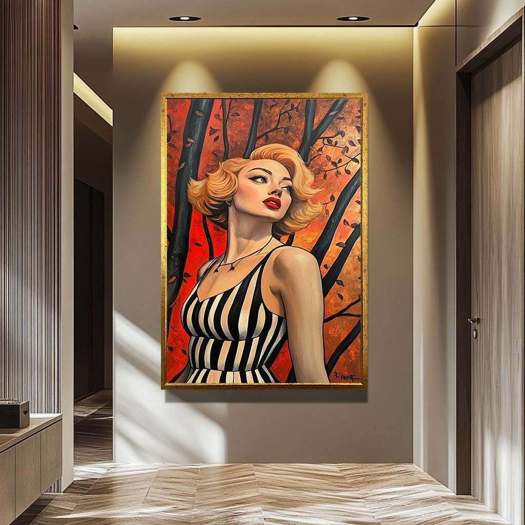 Pop Art Wall Art – Blonde Woman Modern Portrait | Abstract Female Artwork