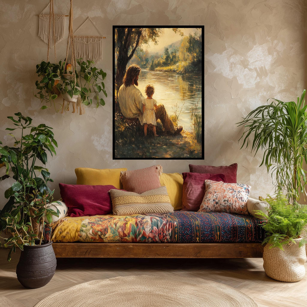 Jesus with Child Canvas – Peaceful Christian Wall Art | Spiritual Home Decor