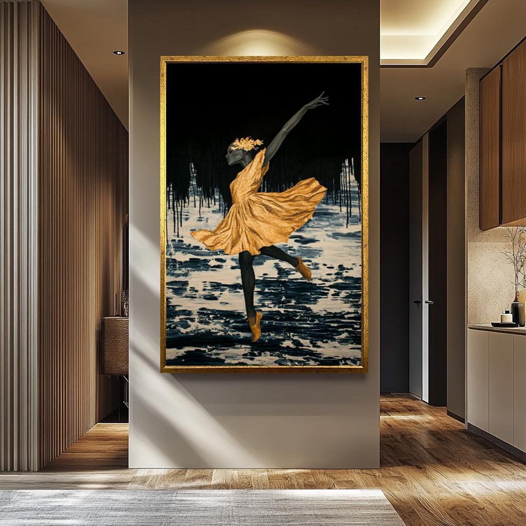 Ballerina Wall Art – Elegant Black Ballerina Print | Luxury Dance Canvas