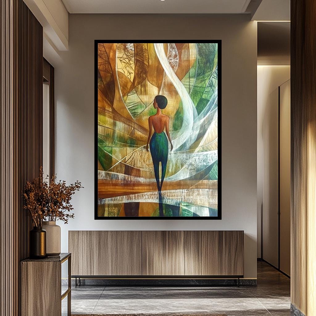 African Women Wall Art - Elegant Abstract Female Portrait Canvas Print