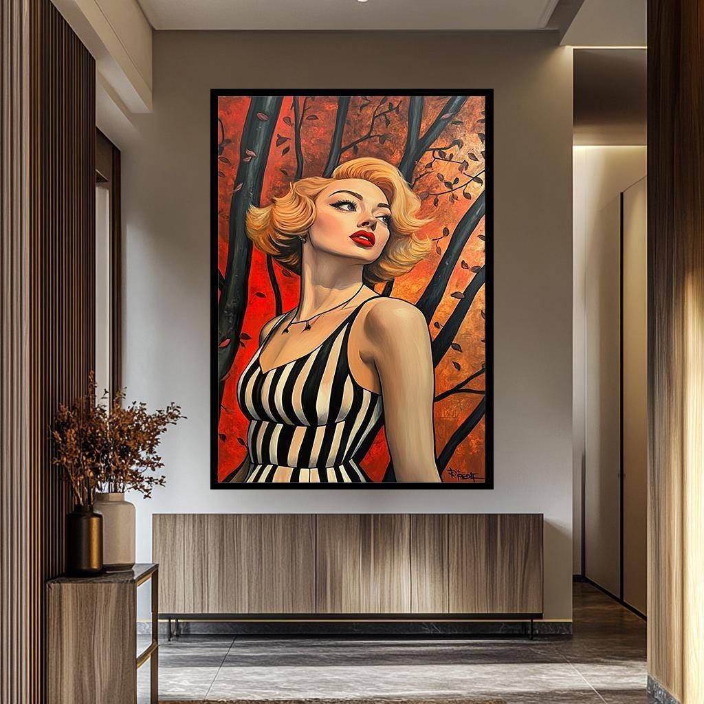 Pop Art Wall Art – Blonde Woman Modern Portrait | Abstract Female Artwork