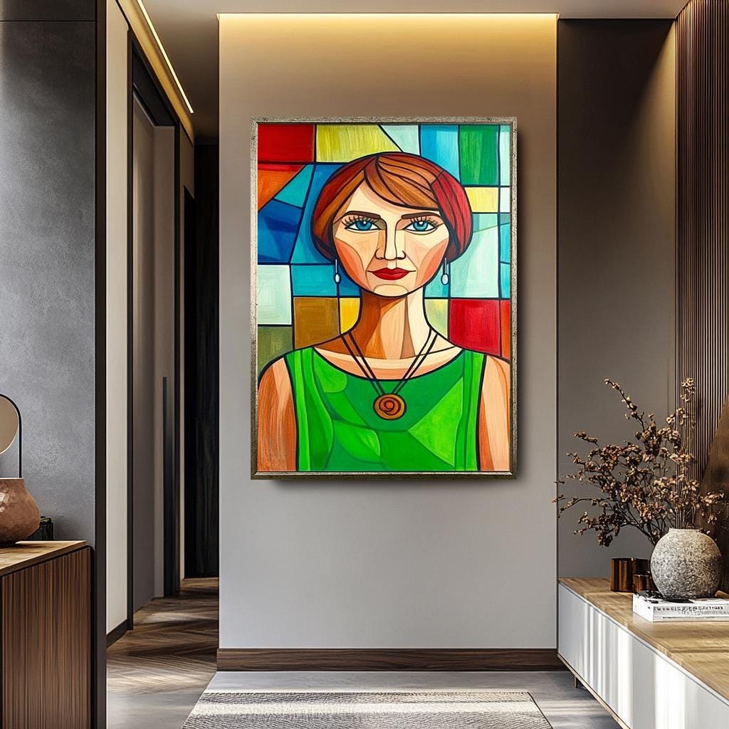 Pop Art Wall Art - Geometric Portrait Canvas | Bold Colorful Artwork for Living Room