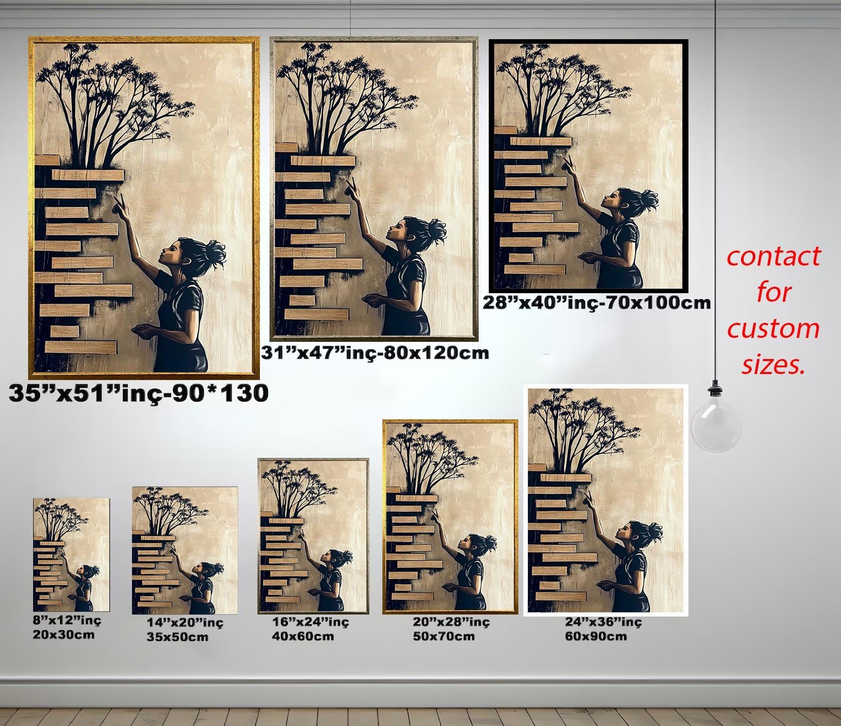 Banksy Wall Art – Modern Urban Artwork With Tree And Ladder Design | Vibrant Canvas Print