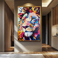 Colorful Lion Wall Art – Modern Abstract Canvas | Vibrant Wildlife Canvas Painting