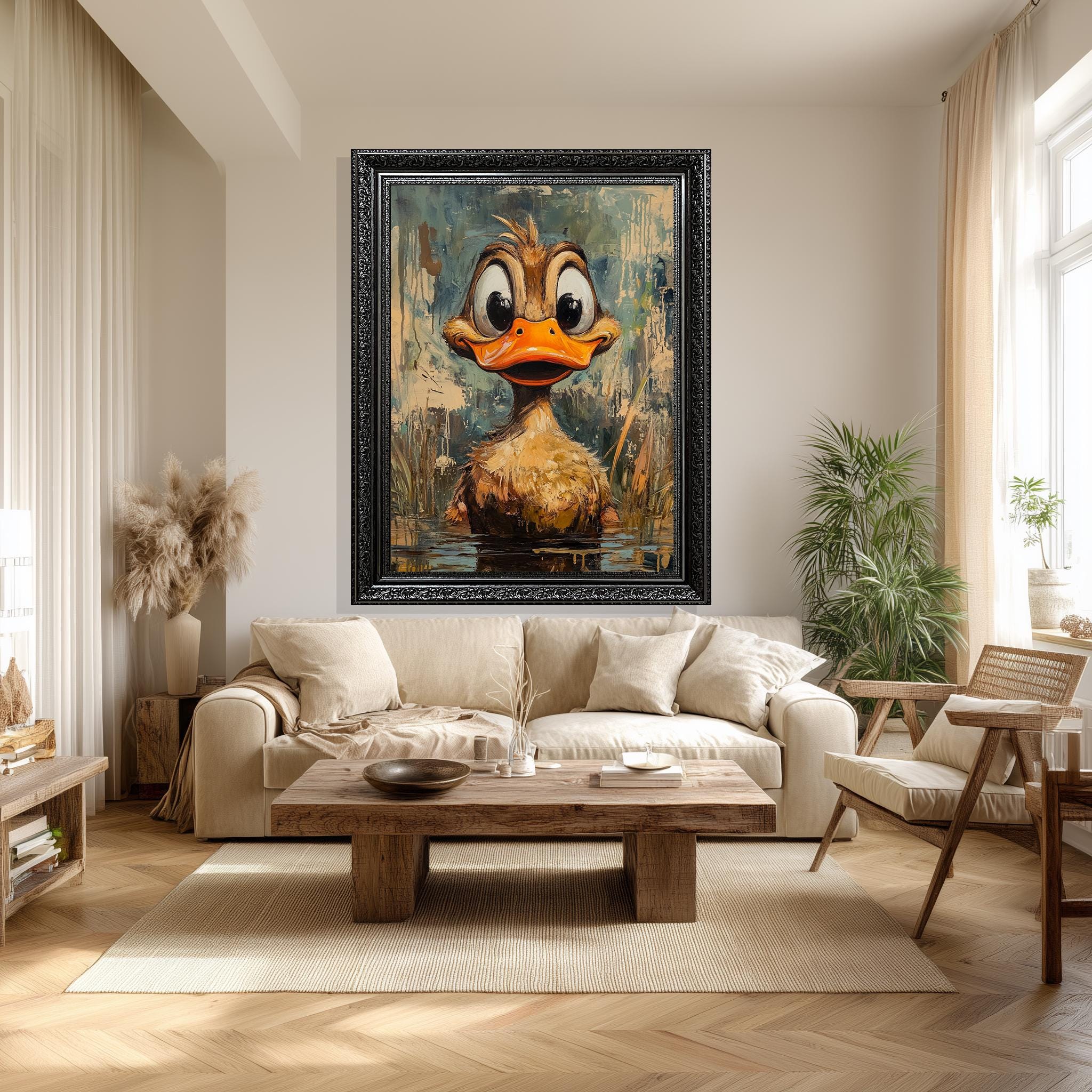 Cute Duck Canvas Print – Whimsical Nursery Wall Art with Bright Orange Beak