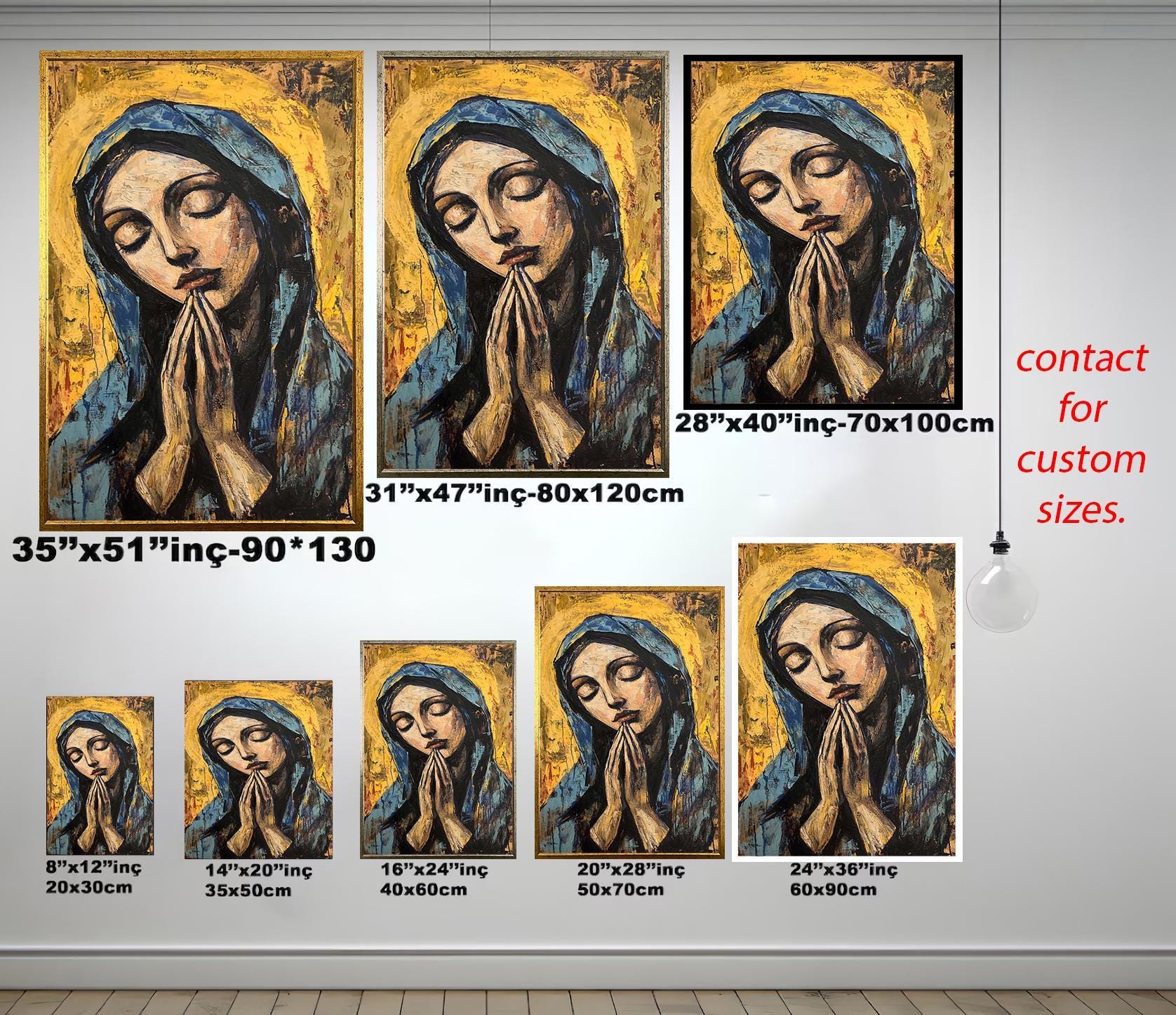 Virgin Mary Wall Art – Christian Canvas Painting | Sacred Religious Decor