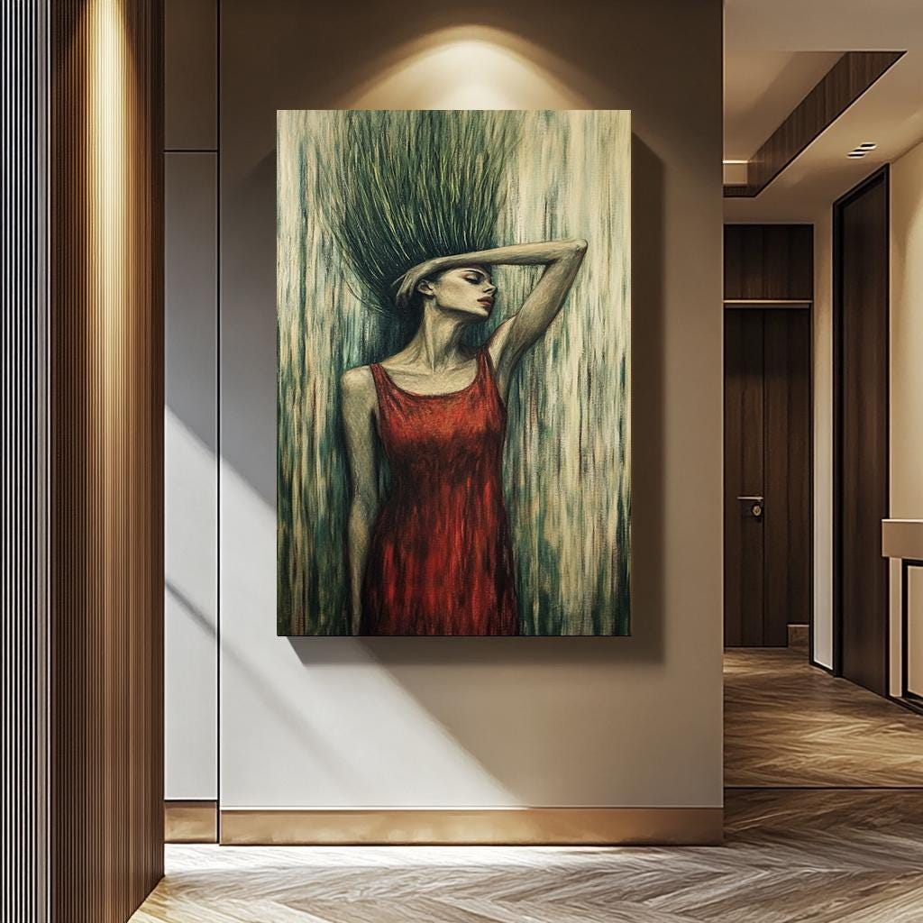 Surreal Woman Portrait - Modern Abstract Wall Art | Feminine Canvas Painting