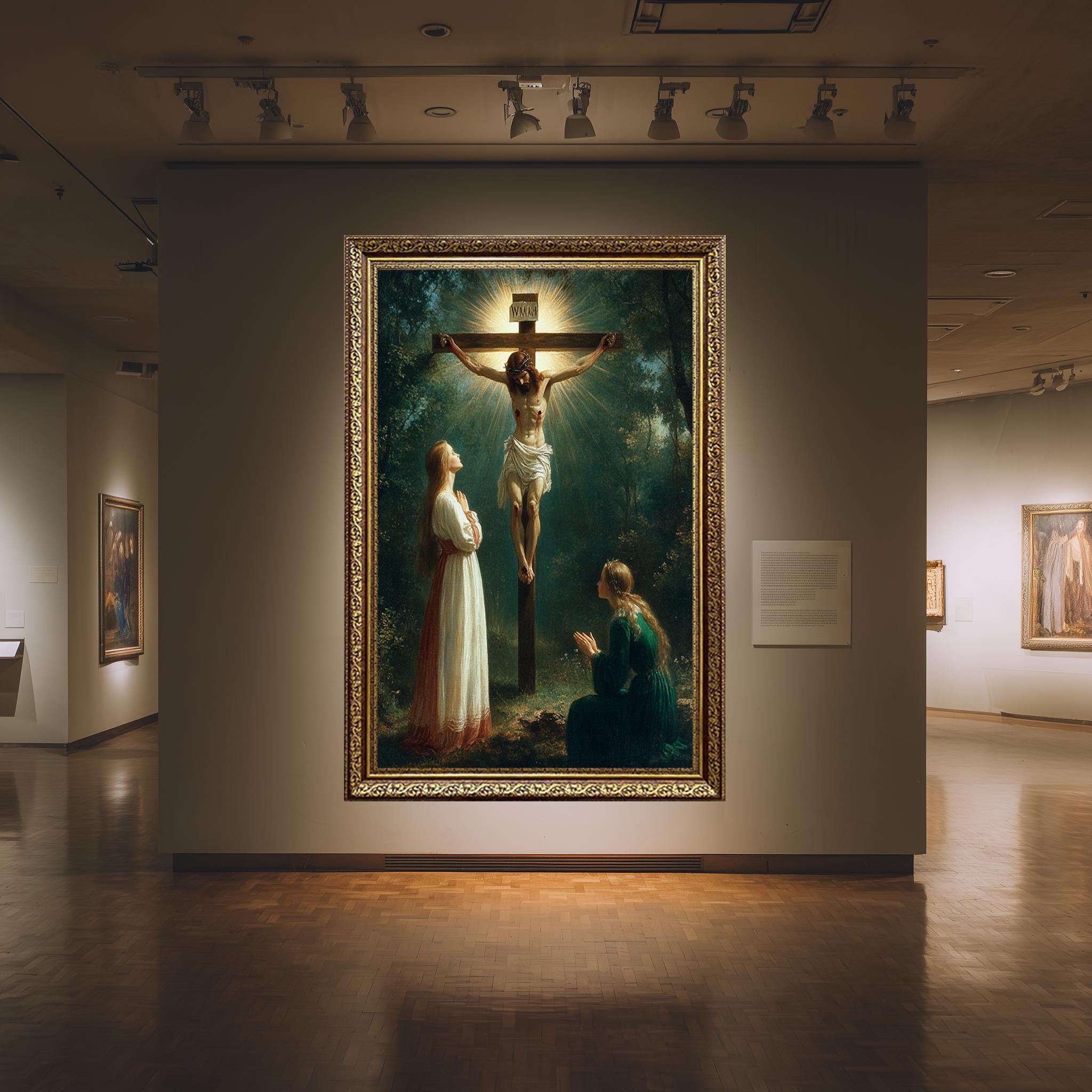 Jesus on the Cross Canvas | Christian Wall Art - Crucifixion Scene Print with Divine Light