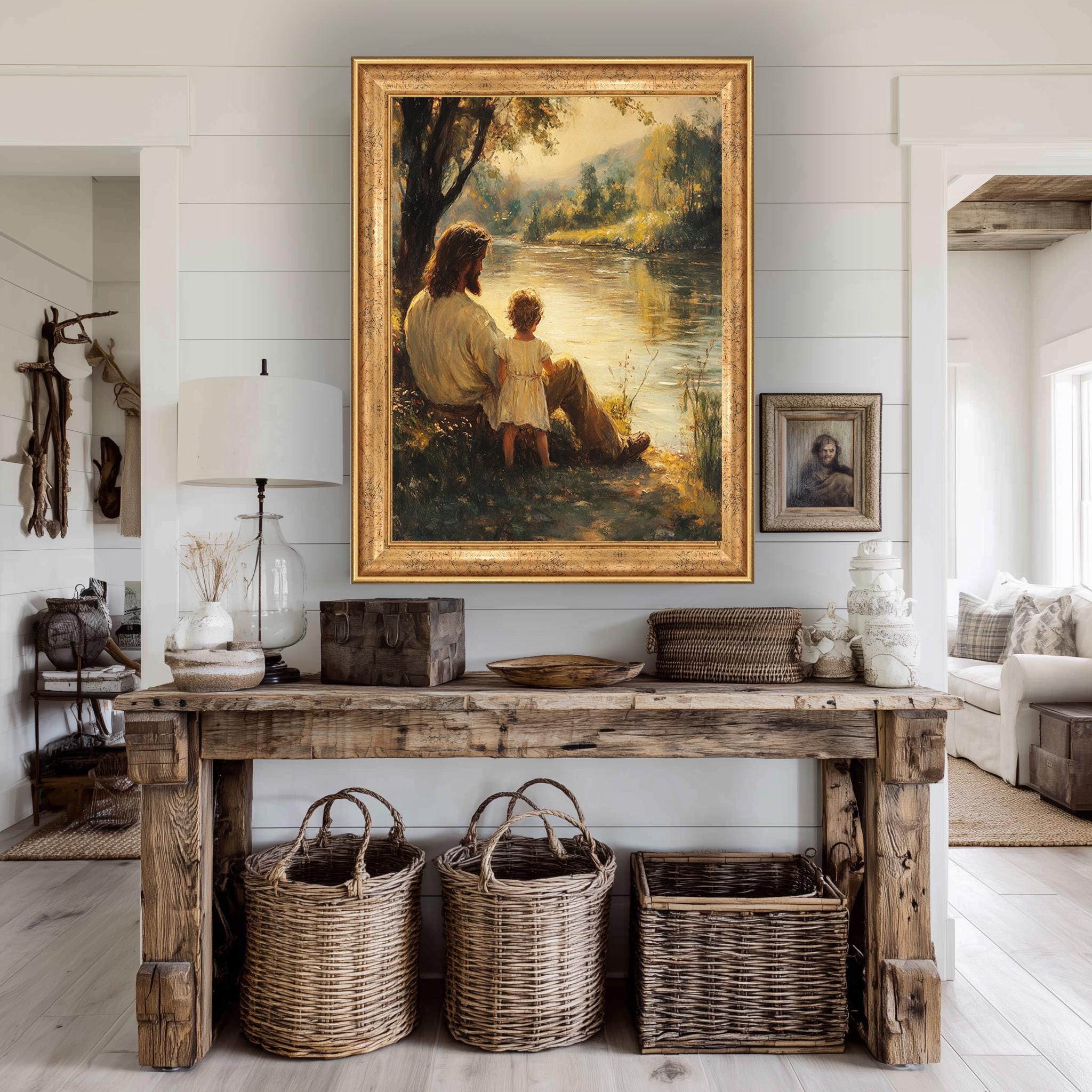 Jesus with Child Canvas – Peaceful Christian Wall Art | Spiritual Home Decor