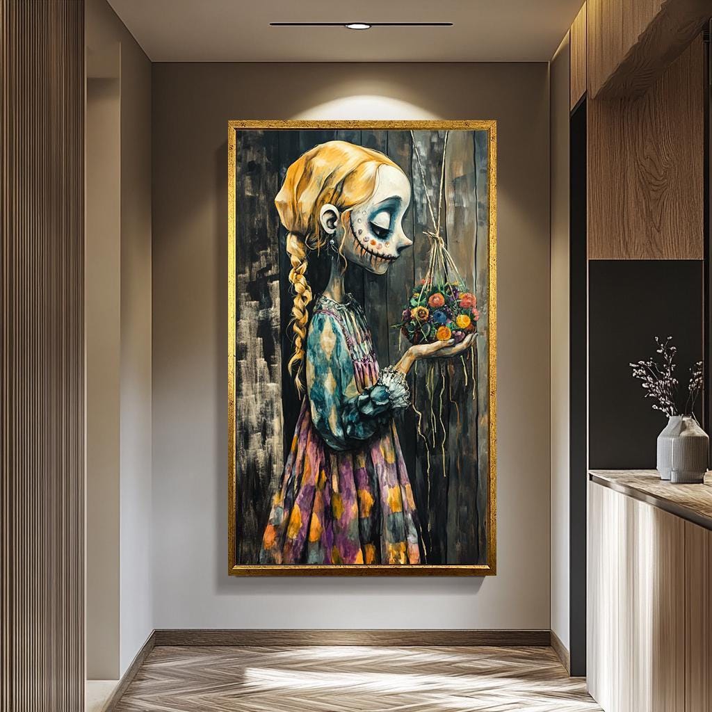 Gothic Woman Canvas Print - Dark Fantasy Wall Art | Surreal Spooky Artwork