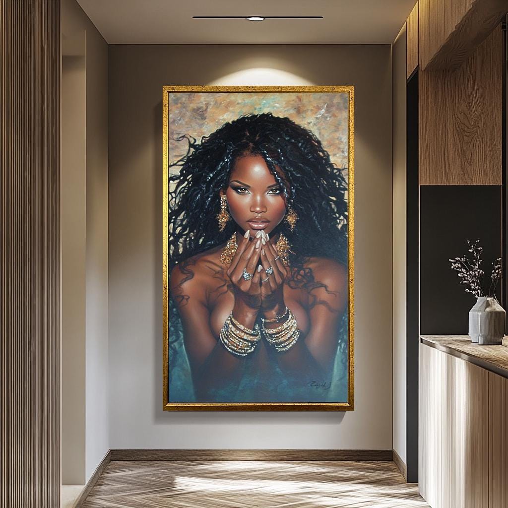 African Woman Wall Art – Luxury Canvas Print | Black Women Portrait Decor