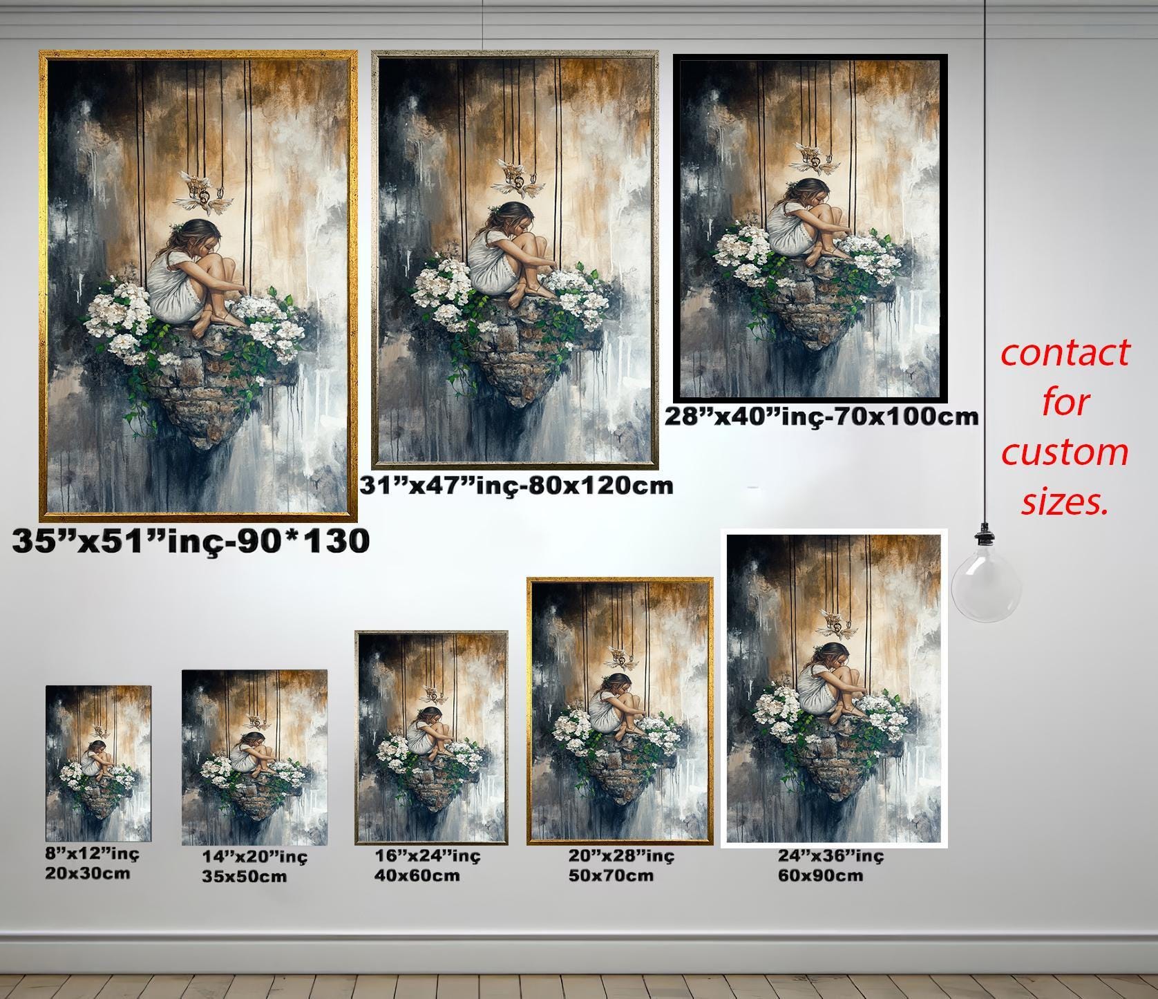 Surreal Woman Canvas Print – Dreamy Floating Girl Art | Vibrant Women Abstract Canvas