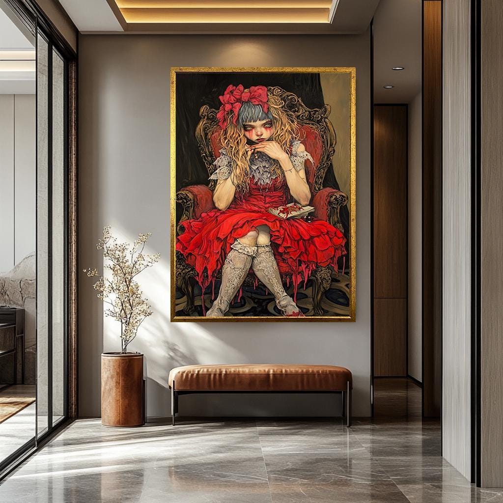 Gothic Woman Wall Art – Dark Gothic Decor | Macabre Girl Portrait Canvas Print