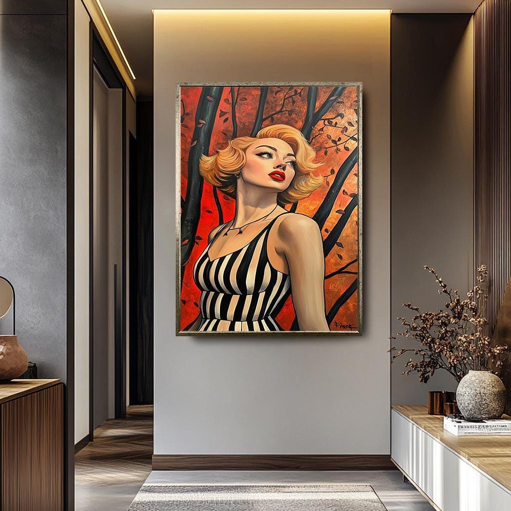 Pop Art Wall Art – Blonde Woman Modern Portrait | Abstract Female Artwork