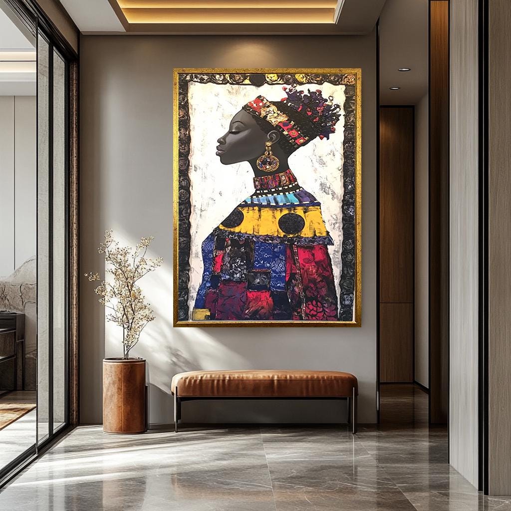 African Women Wall Art – Colorful Cultural Portrait on Canvas | Vibrant African Style Artwork