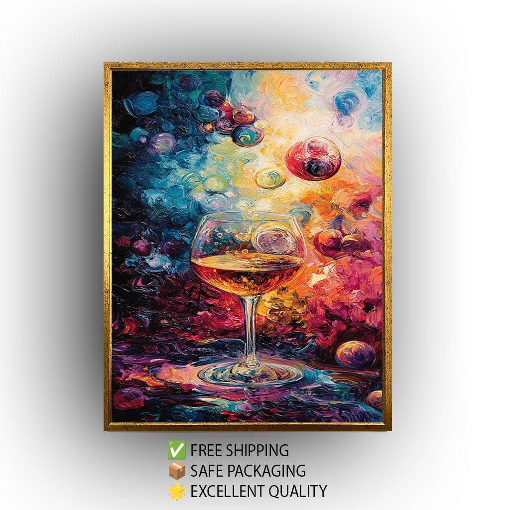 Abstract Wine Glass Art – Colorful Canvas Print | Modern Wall Decor for Kitchen & Bar