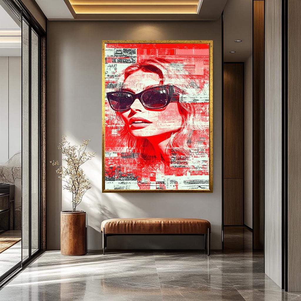 Women Pop Art Wall Art - Bold Red Portrait | Modern Feminine Decor Canvas