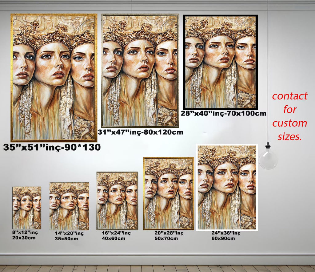 Women Wall Art – Modern Renaissance Artwork | Luxury Home Decor | Gold Frame