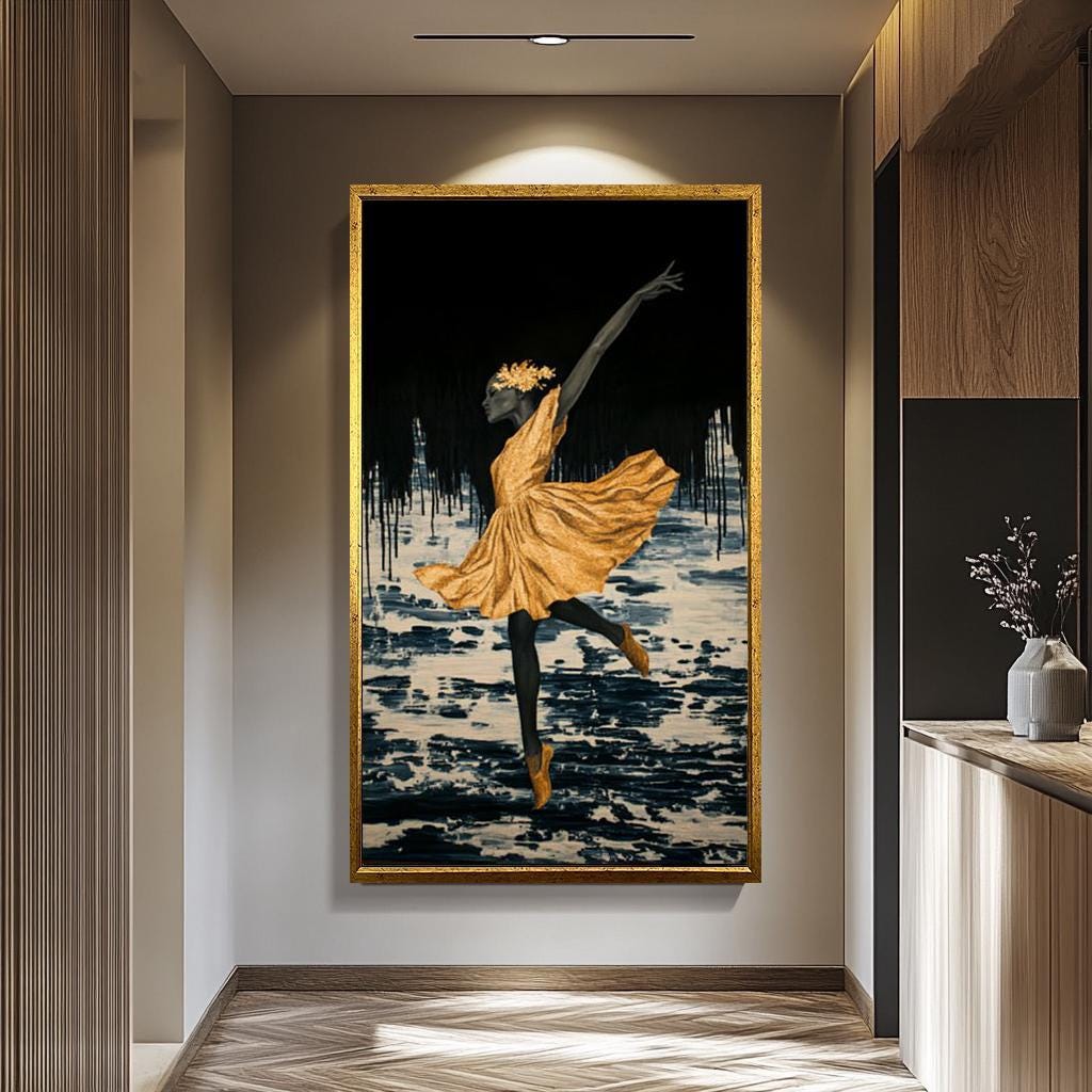 Ballerina Wall Art – Elegant Black Ballerina Print | Luxury Dance Canvas