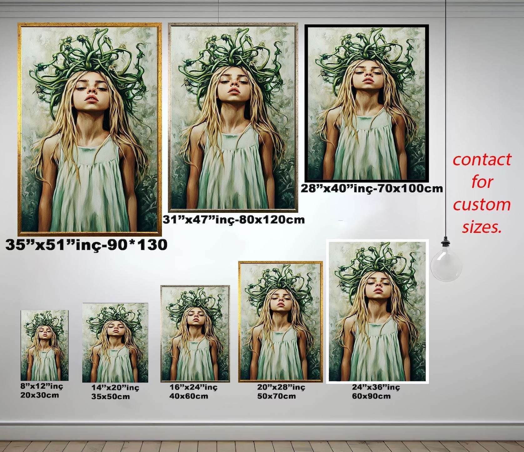 Medusa Woman Wall Art – Mythological Fantasy Print | Surreal Goddess Painting